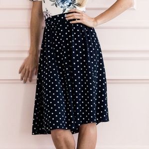 Navy and White Polka Dot Chiffon Skirt